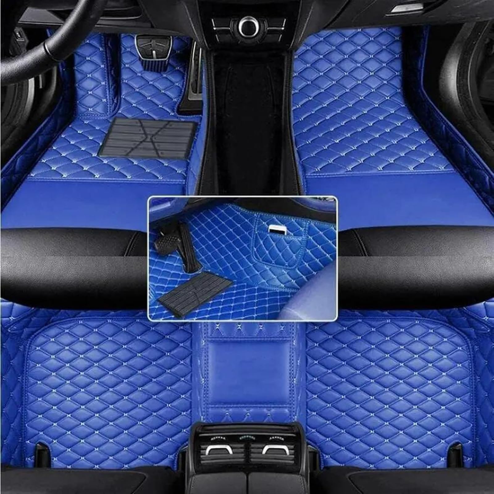 Autofussmatte Für Ford Für KA 2014 2015 2016 2017 2018 2020 Maßgeschneiderte Leder-Auto-Bodenmatte Schützen Sie Das Ihres Fahrzeugs Auto Fußmatten Set(Blau) von DZSFDGDDFGD