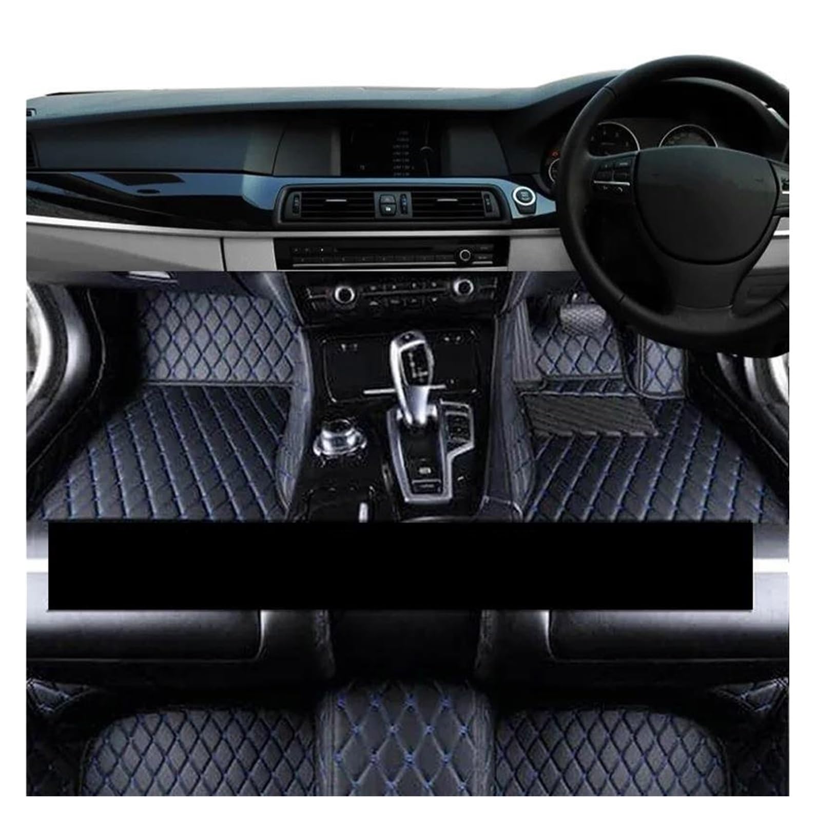 Autofussmatte Für Hyundai Für Creta 2015 2016 2017 2018 2019 Auto Fußmatten Schutz Pad Leder Boden Matte Auto Zubehör Auto Fußmatten Set(RHD Black Blue) von DZSFDGDDFGD