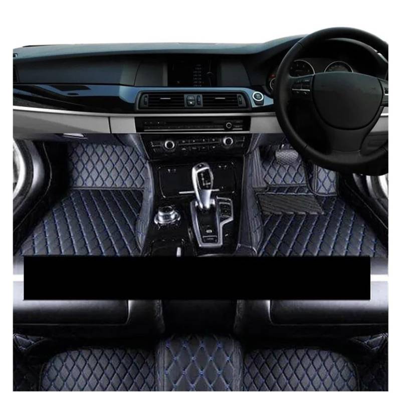 Autofussmatte Für Hyundai Für Creta 2015 2016 2017 2018 2019 Auto Fußmatten Schutz Pad Leder Boden Matte Auto Zubehör Auto Fußmatten Set(RHD Black Blue) von DZSFDGDDFGD