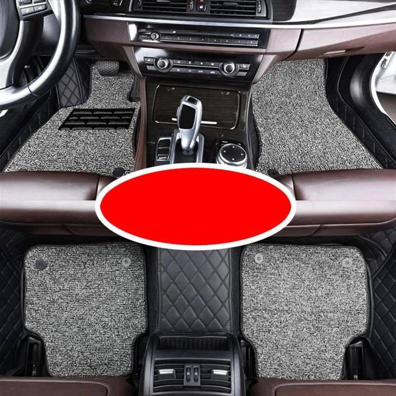 Autofussmatte Für Hyundai Für Creta IX25 2014 2015 2016 2017 2018 2019 Doppel Schicht Draht Schleife Auto Teppiche Innen Zubehör Auto Fußmatten Set(Black Black Gray) von DZSFDGDDFGD