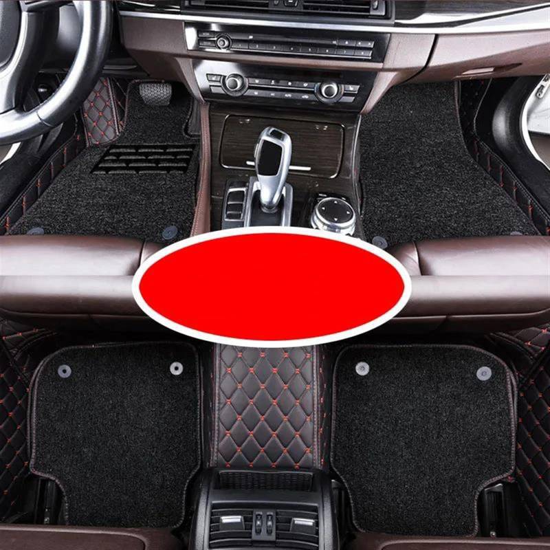 Autofussmatte Für Hyundai Für Creta IX25 2014 2015 2016 2017 2018 2019 Doppel Schicht Draht Schleife Auto Teppiche Innen Zubehör Auto Fußmatten Set(Black red Black) von DZSFDGDDFGD