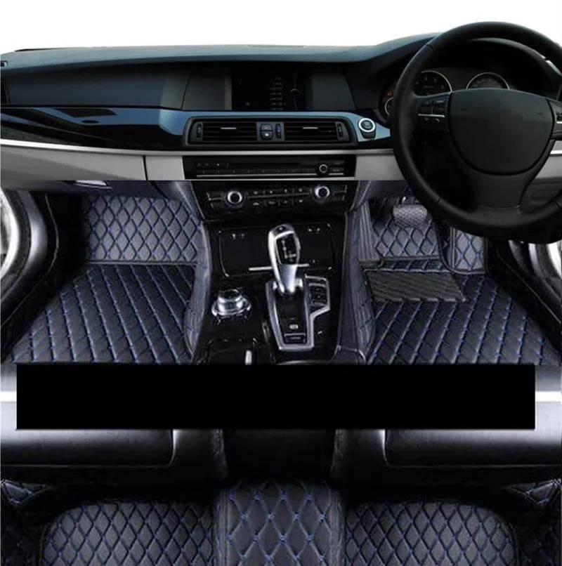 Autofussmatte Für Hyundai Für Grandeur Für Azera IG 2019 2020 2021 2022 Leder Auto Fußmatten Anti-schmutz Teppiche Auto Zubehör Auto Fußmatten Set(RHD Black Blue) von DZSFDGDDFGD