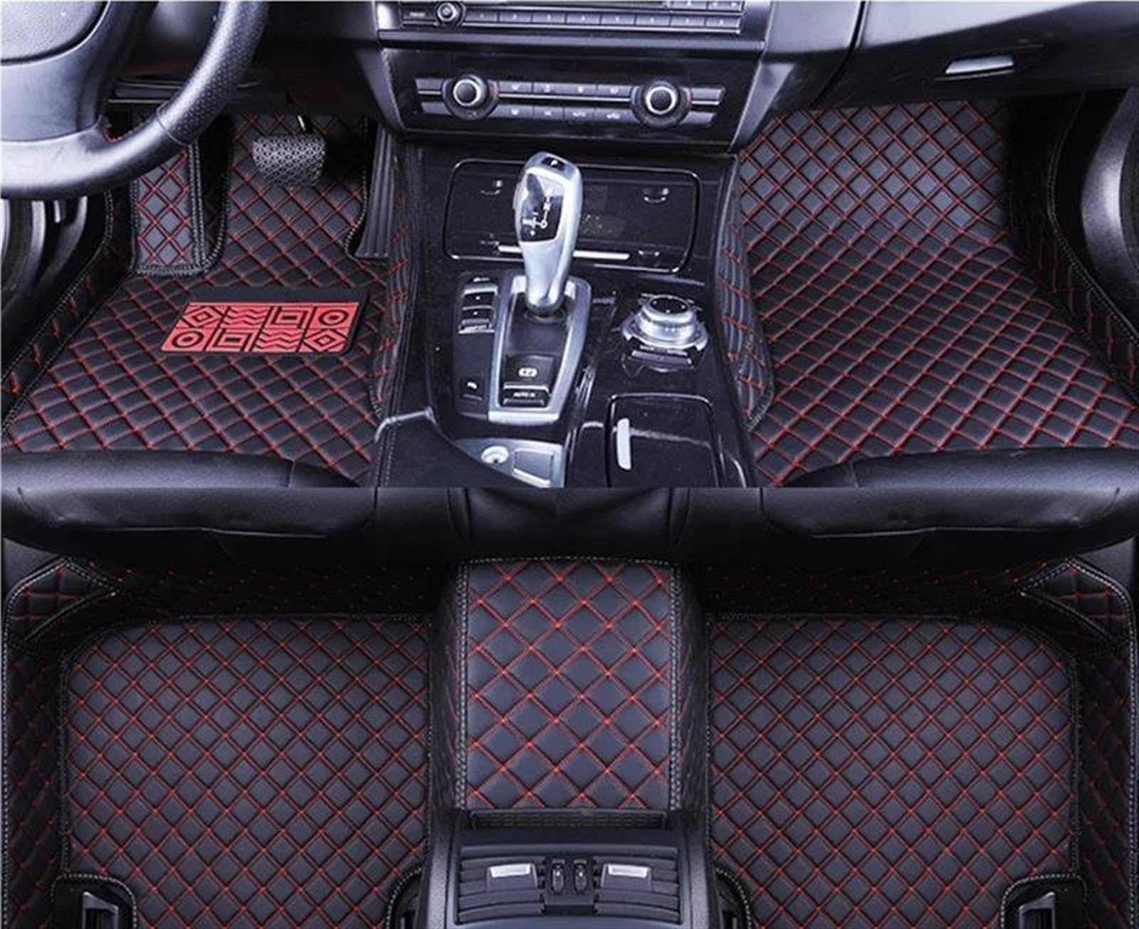 Autofussmatte Für Hyundai Für Sonata 2010-2015 Custom Car Fußmatten Auto Teppiche Schutz Pad Teppiche wasserdichte Innen Teile Auto Fußmatten Set(Schwarz Rot) von DZSFDGDDFGD