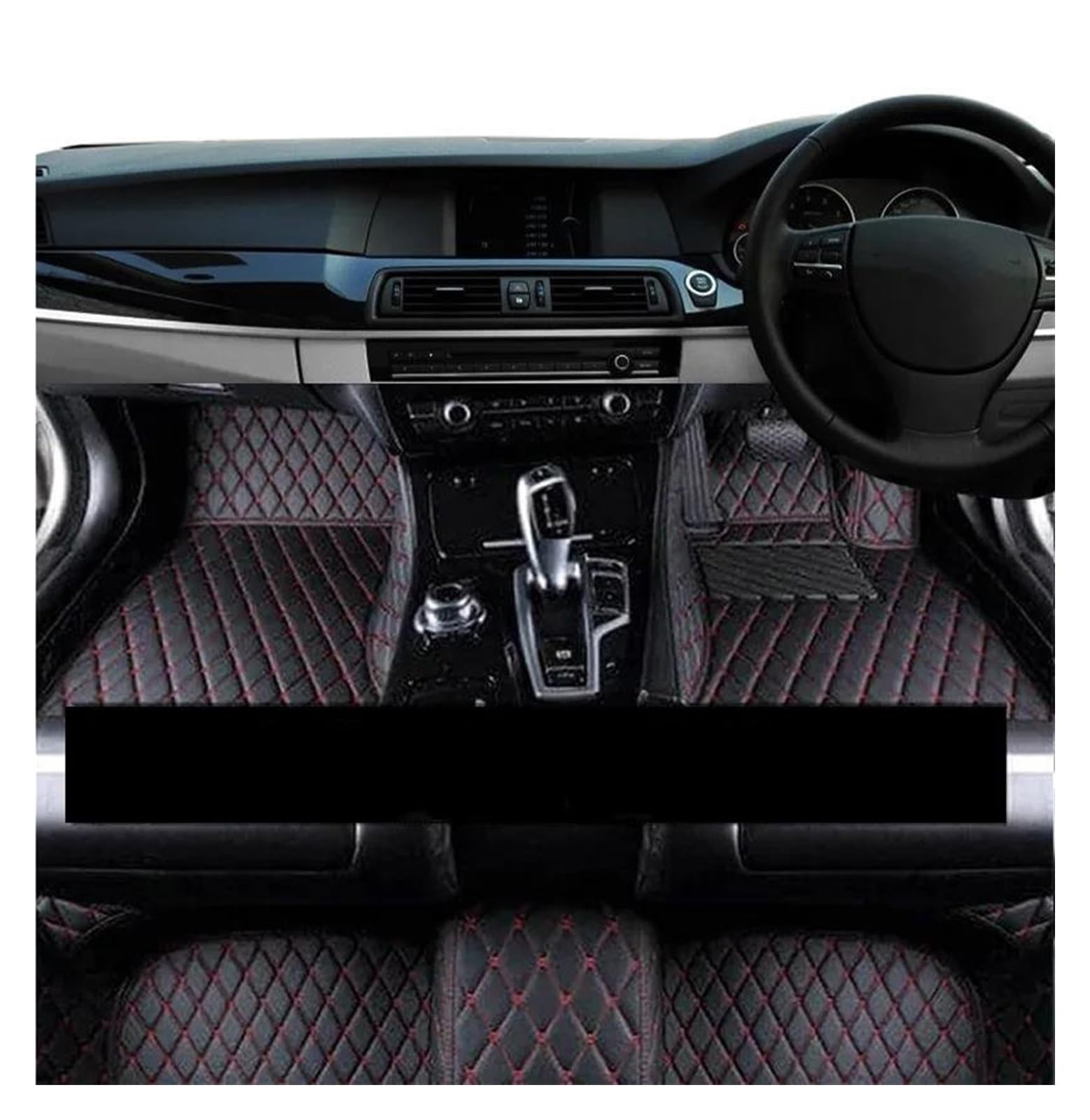 Autofussmatte Für Hyundai Für Tucson NX4 2022 2023 Leder Auto Fußmatten Anti-Slip Teppiche Anti Schmutzig Auto Innen Zubehör Auto Fußmatten Set(RHD Black Red) von DZSFDGDDFGD