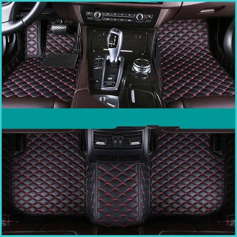 Autofussmatte Für Hyundai Für Veloster 2011 2012 2013 2014 2015 2016 2017 Custom Car Fußmatten Anti-Slip Teppich Fuß Pads Auto Fußmatten Set(Black-RED) von DZSFDGDDFGD