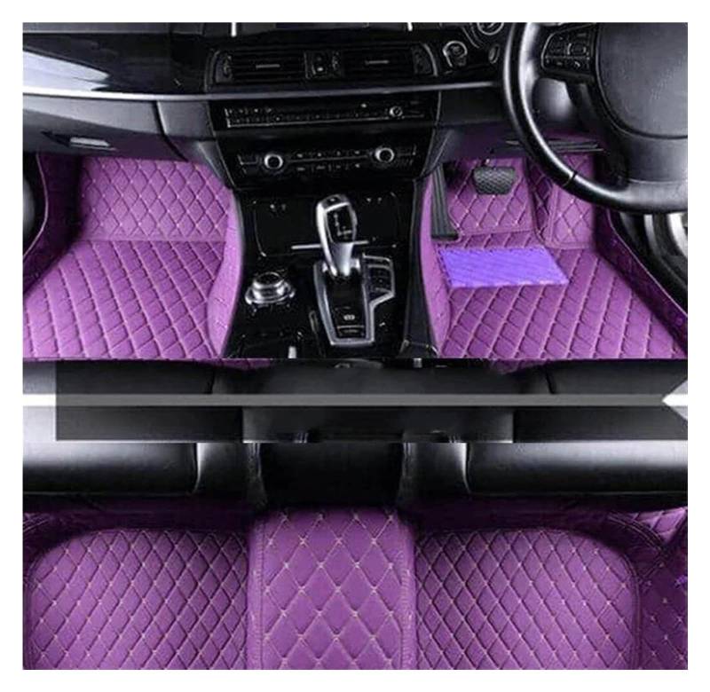 Autofussmatte Für Hyundai Für Venue QX 2020 2021 2022 Auto Fußmatten Leder Teppiche Anti Schmutzige Teppiche Auto Innen Zubehör Auto Fußmatten Set(RHD Purple) von DZSFDGDDFGD