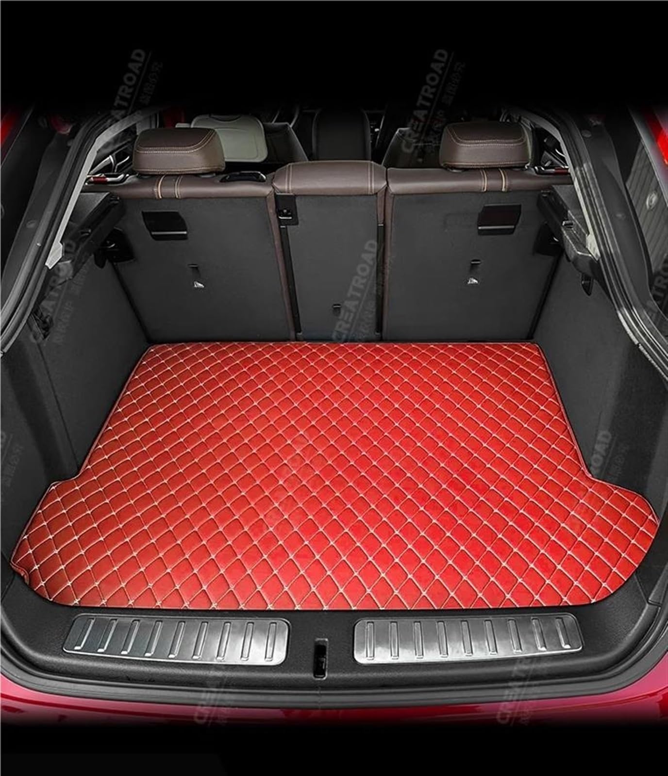 Autofussmatte Für Jeep Für Grand Für Cherokee Wk Wk2 2011-2018 2019 2020 2021 2022 Auto Fußmatten Teppich Abdeckung Innen Zubehör Auto Fußmatten Set(Trunk-RED) von DZSFDGDDFGD