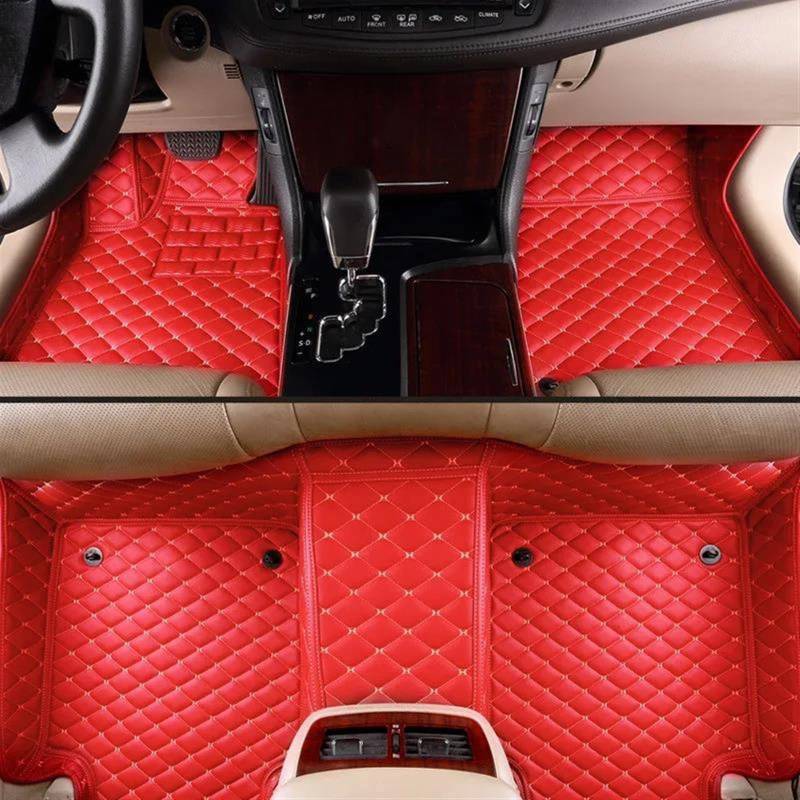 Autofussmatte Für Jeep Für Renegade 2016 2017 2018 2019 Custom Car Boden Matte Vollen Satz Leder wasserdichte Zubehör Anti-Slip Teppich Auto Fußmatten Set(Rot) von DZSFDGDDFGD