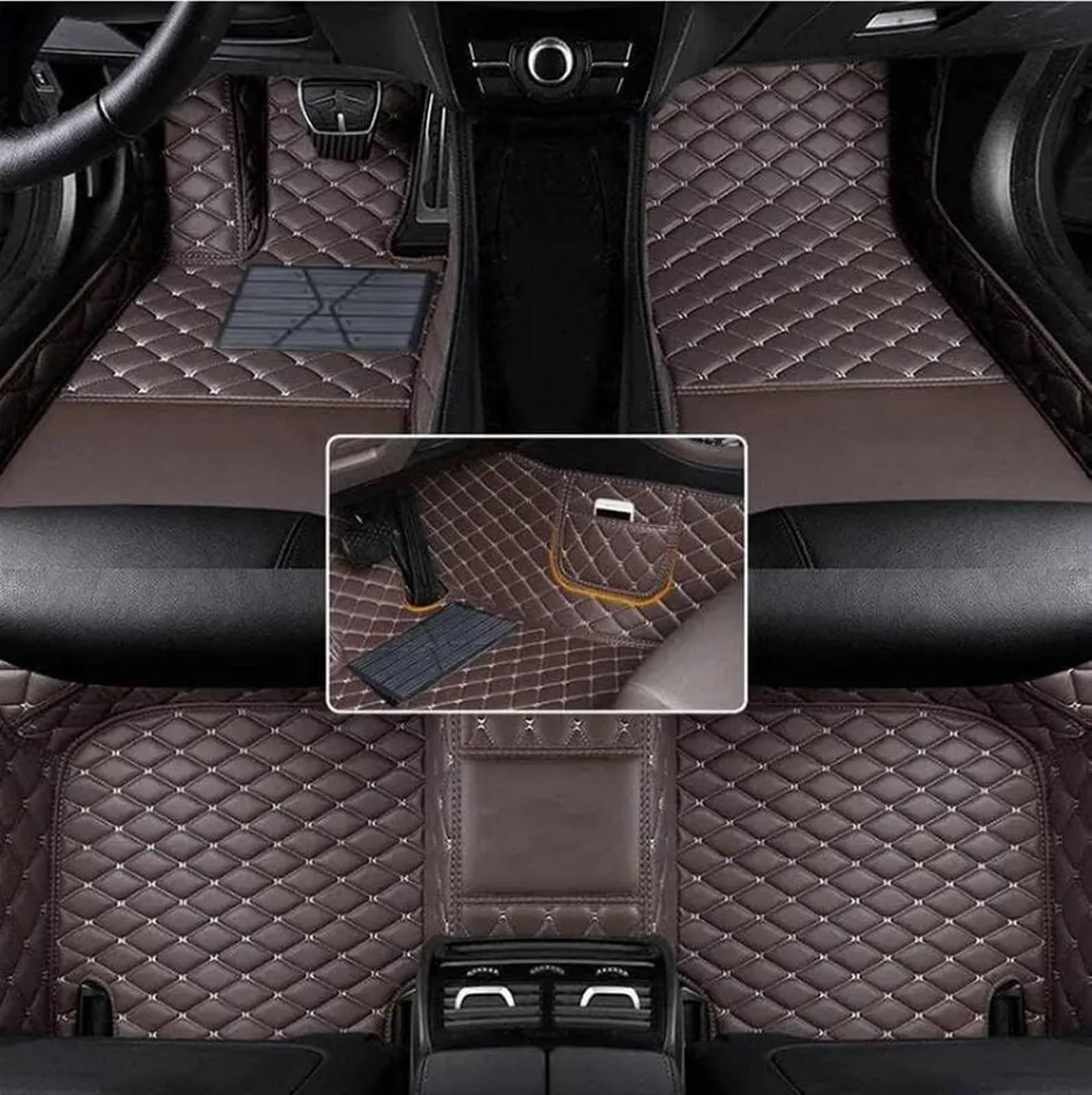 Autofussmatte Für Kia Für Rio 2011 2012 2013 2014 2015 2016 Künstliche Leder Auto Boden Matte Schützen Sie Den Innenraum Ihres Fahrzeugs Auto Fußmatten Set(Kaffee) von DZSFDGDDFGD