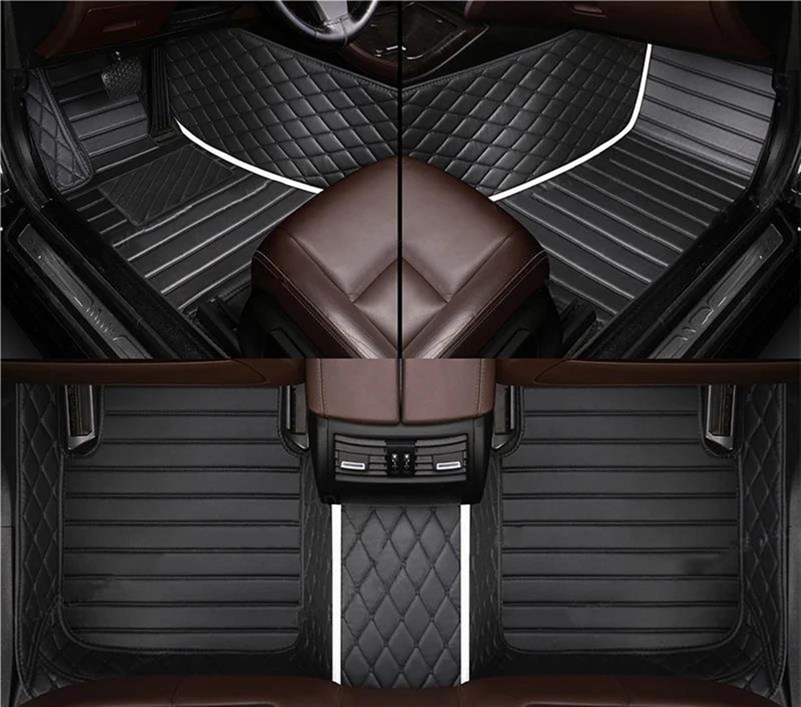 Autofussmatte Für Kia Für Sorento (Fünf Sitze) 2009 2010 2011 2012 Custom Car Fußmatten Anti-Slip Teppich Set Innen Zubehör Auto Fußmatten Set(3-White-Black) von DZSFDGDDFGD