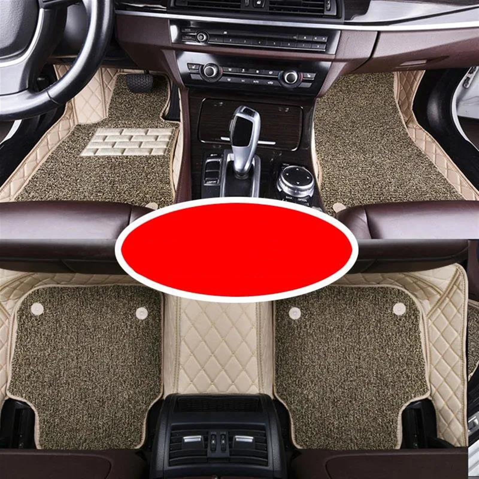 Autofussmatte Für Land Für Rover Für Range Für Rover Sport 2010 2011 2012 2013 Leder Doppelschicht Draht Schleife Auto Fußmatten Auto Fußmatten Set(Beige Brown) von DZSFDGDDFGD