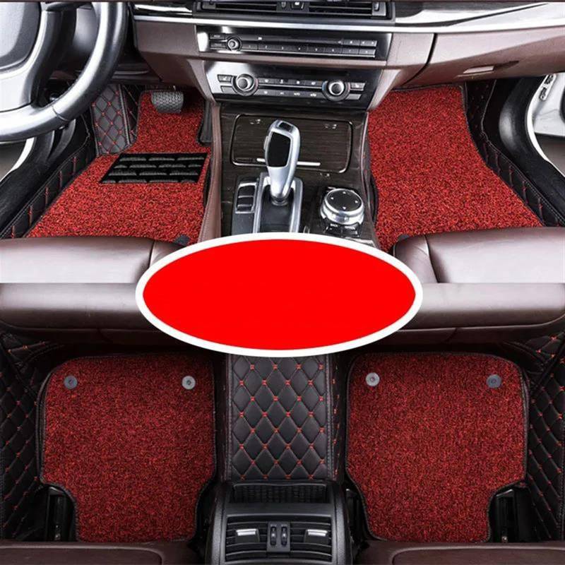 Autofussmatte Für Land Für Rover Für Range Für Rover Sport 2010 2011 2012 2013 Leder Doppelschicht Draht Schleife Auto Fußmatten Auto Fußmatten Set(Black red red) von DZSFDGDDFGD