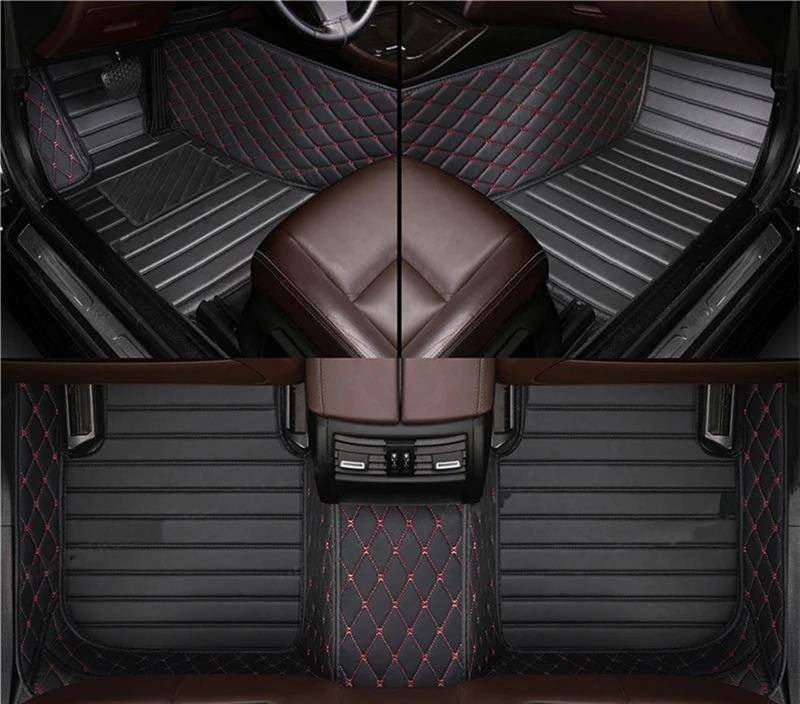 Autofussmatte Für Maserati Für Levante 2016 2017 2018 2019 2020 2021 2022 Custom Leder Auto Fußmatten Anti-Slip Teppich Set Auto Fußmatten Set(1-Black-Red) von DZSFDGDDFGD