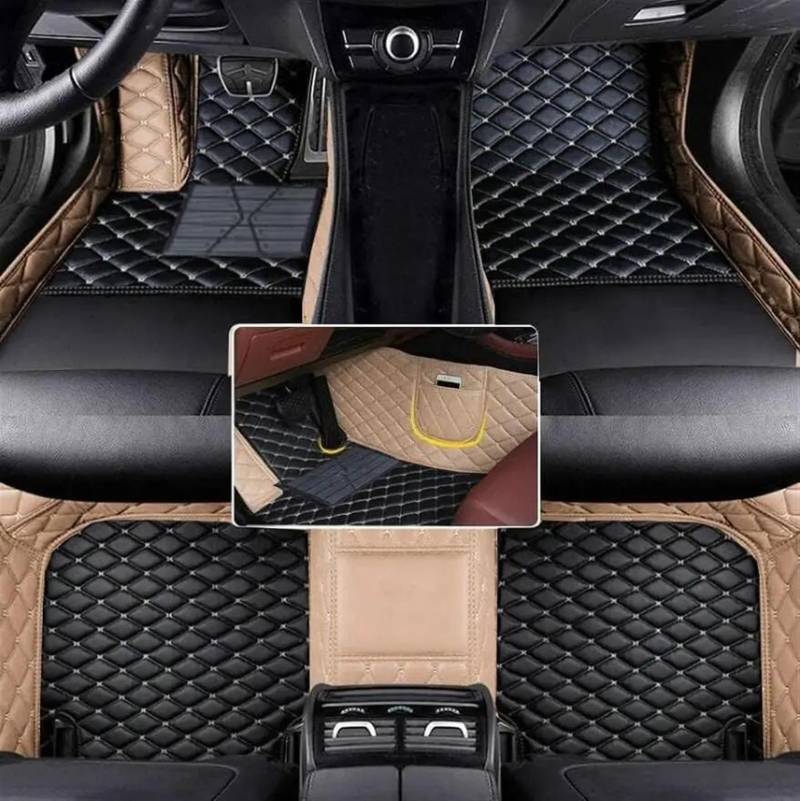 Autofussmatte Für Skoda Für Kodiaq 2017 2018 2019 2020 2021 Künstliche Leder Auto Boden Matte Schützen Sie Den Innenraum Ihres Fahrzeugs Auto Fußmatten Set(Black with Beige) von DZSFDGDDFGD