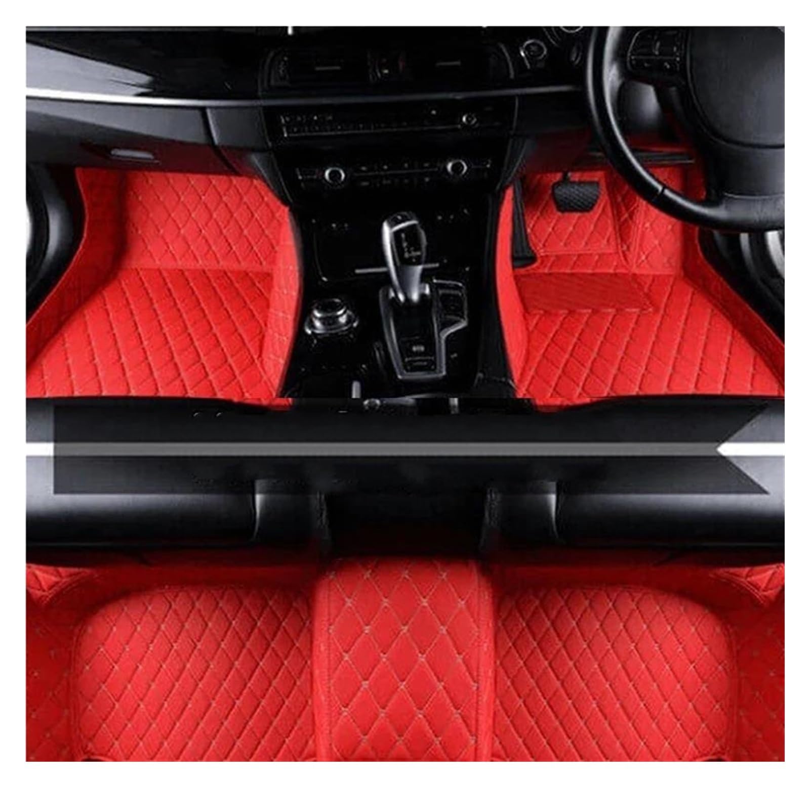 Autofussmatte Für VW Up 2012 2013 2014 2015 2016 2017 2018 2019 Auto Boden Matte Anti-Slip Teppich Set Auto Innen Zubehör Auto Fußmatten Set(RHD Racing Red) von DZSFDGDDFGD