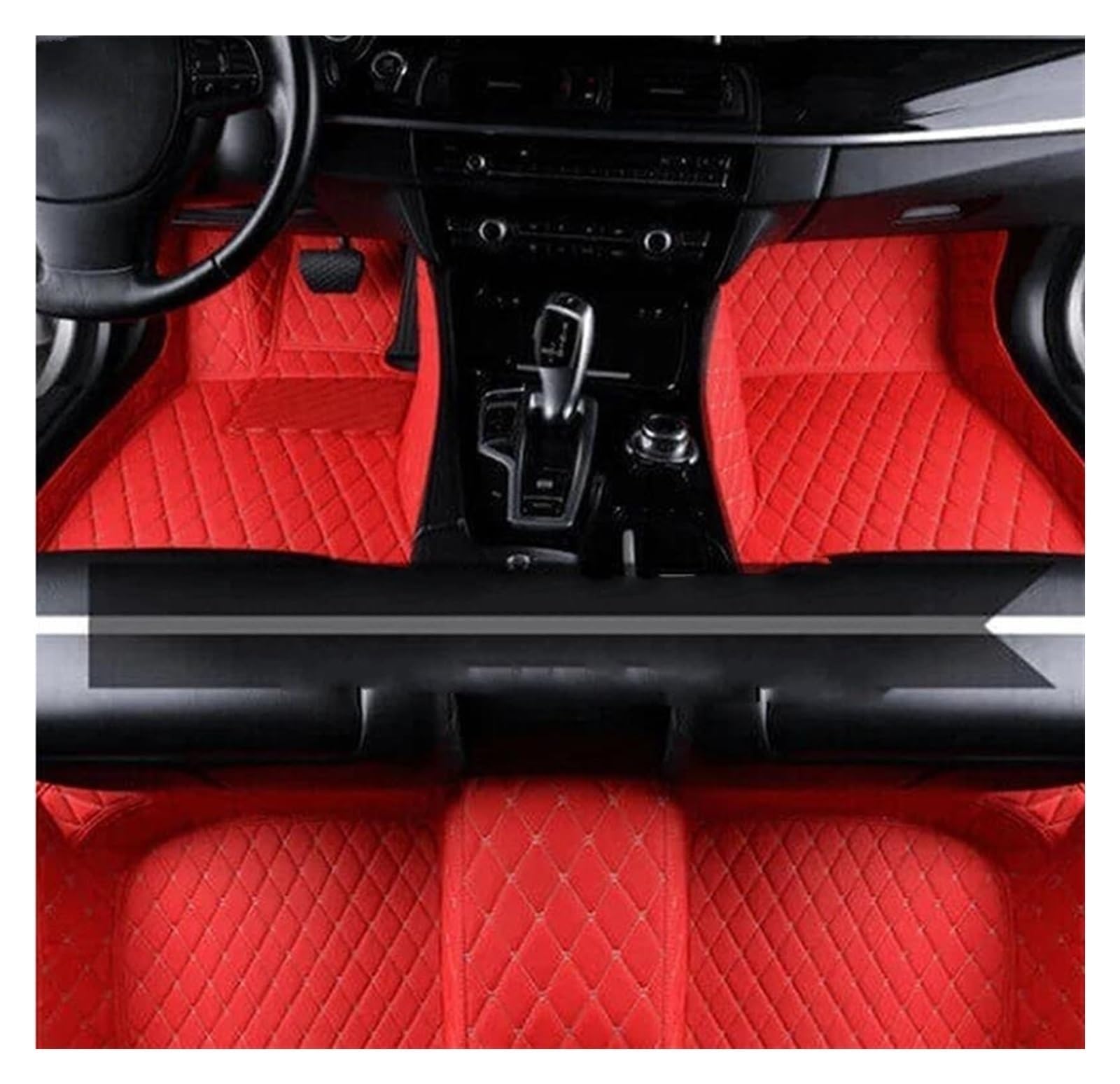 Autofussmatte Für Volvo C70 2006 2007 2008 2009 2010 2011 2012 2013 Auto Fußmatten Teppich Anti Schmutz Pad Leder Innen Teile Auto Fußmatten Set(LHD Racing Red) von DZSFDGDDFGD