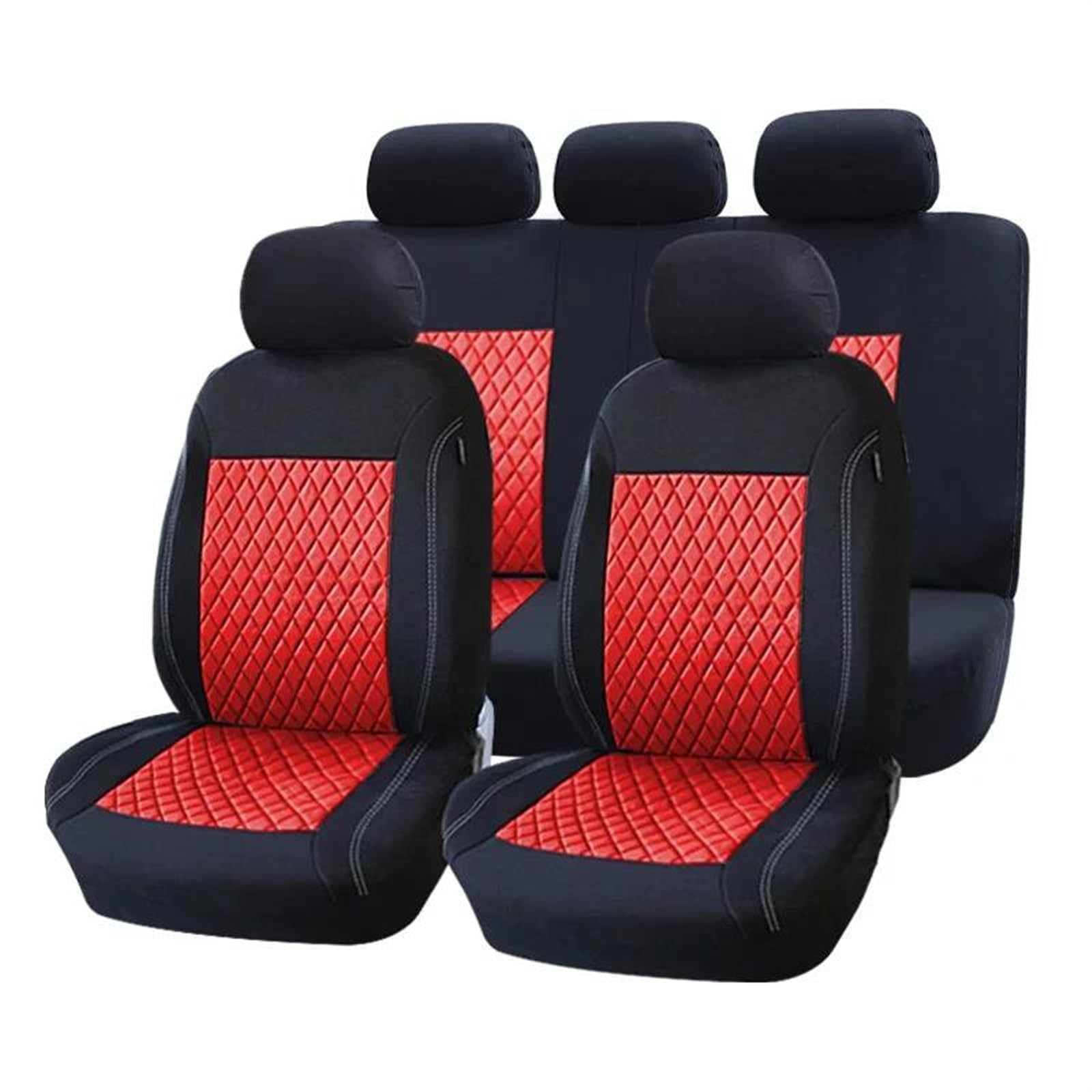 DZSFSTRHRRT AutositzbezüGe Set Auto Sitz Abdeckung Universal Für Toyota Für KIA Polyester Autos Sitzbezüge Innen Seat Protector Auto-SchonbezüGe(Rot) von DZSFSTRHRRT