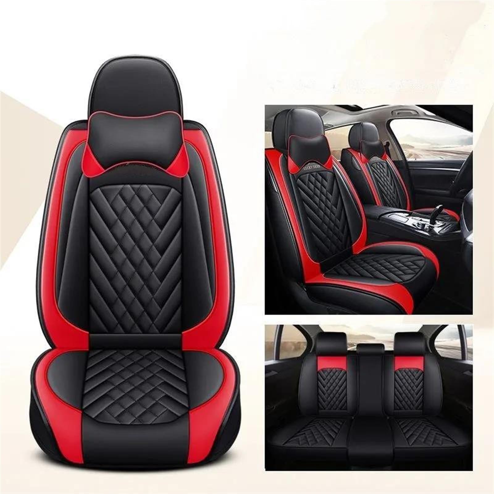 DZSFSTRHRRT AutositzbezüGe Set Auto Sitzbezug Leder Für Opel Alle Modelle Für Astra Für Antara Für Vectra Für Zafira Auto Styling Auto Zubehör Auto-SchonbezüGe(Red Black A) von DZSFSTRHRRT