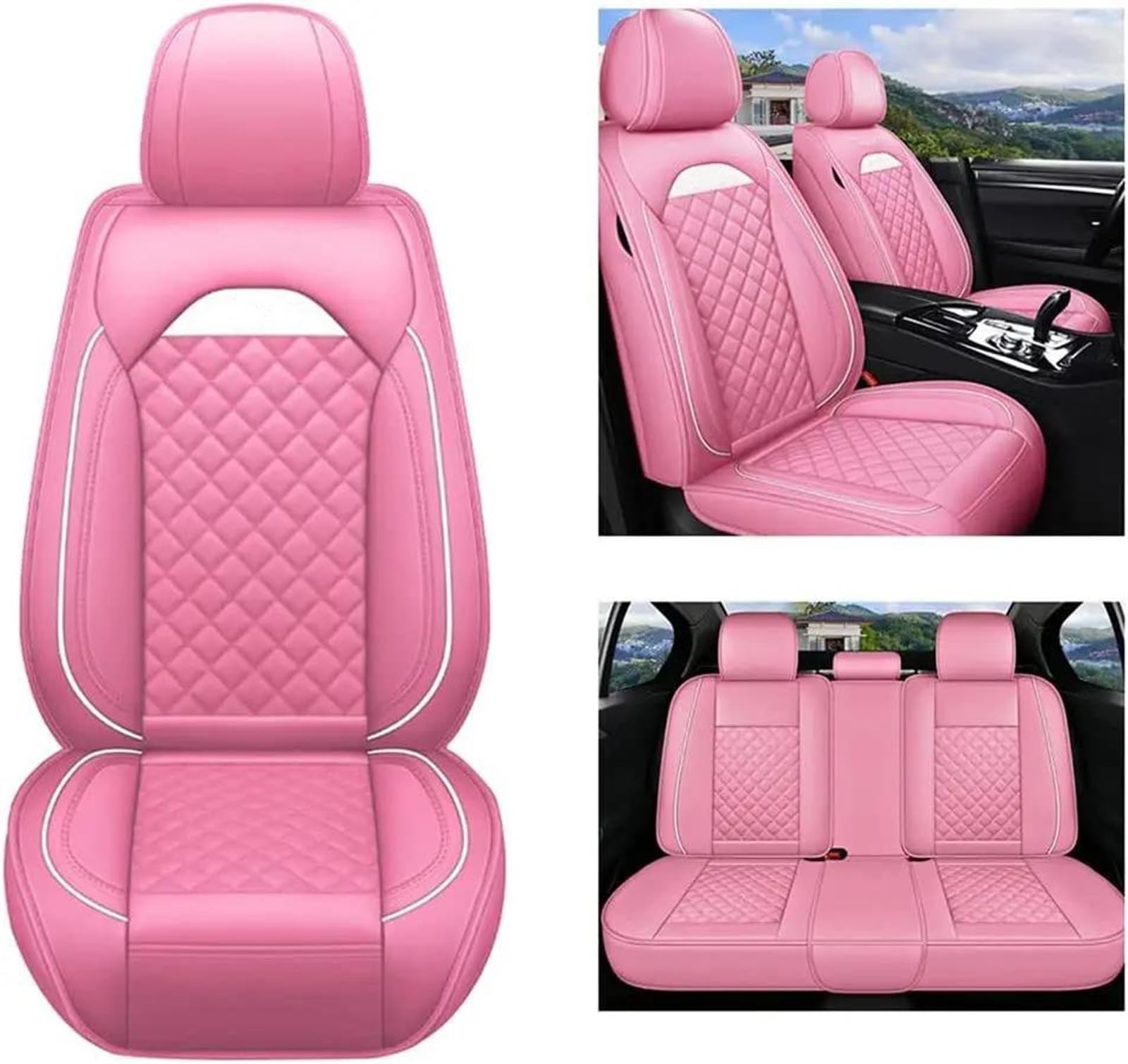 DZSFSTRHRRT AutositzbezüGe Set Autositzbezug Universal Full Für Toyota Für 4runner 1996–2002 Luxussitzschutz Autoinnenausstattung Auto-SchonbezüGe(Pink) von DZSFSTRHRRT