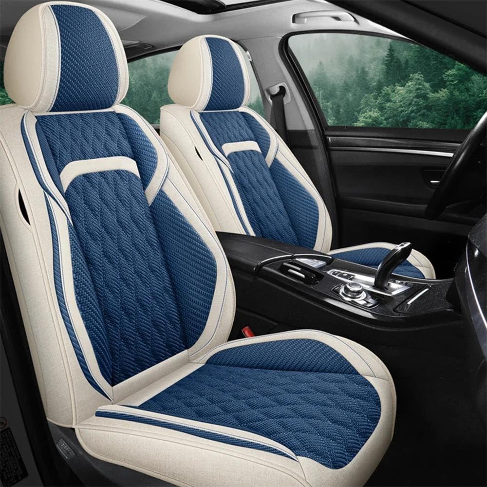 DZSFSTRHRRT AutositzbezüGe Set Flachs Vorne Hinten Autositzbezug Für Solaris Für Hyundai Für Tucson Für Accent Für Kona Für Getz Für Ix35 Auto-SchonbezüGe(Beige Blue) von DZSFSTRHRRT