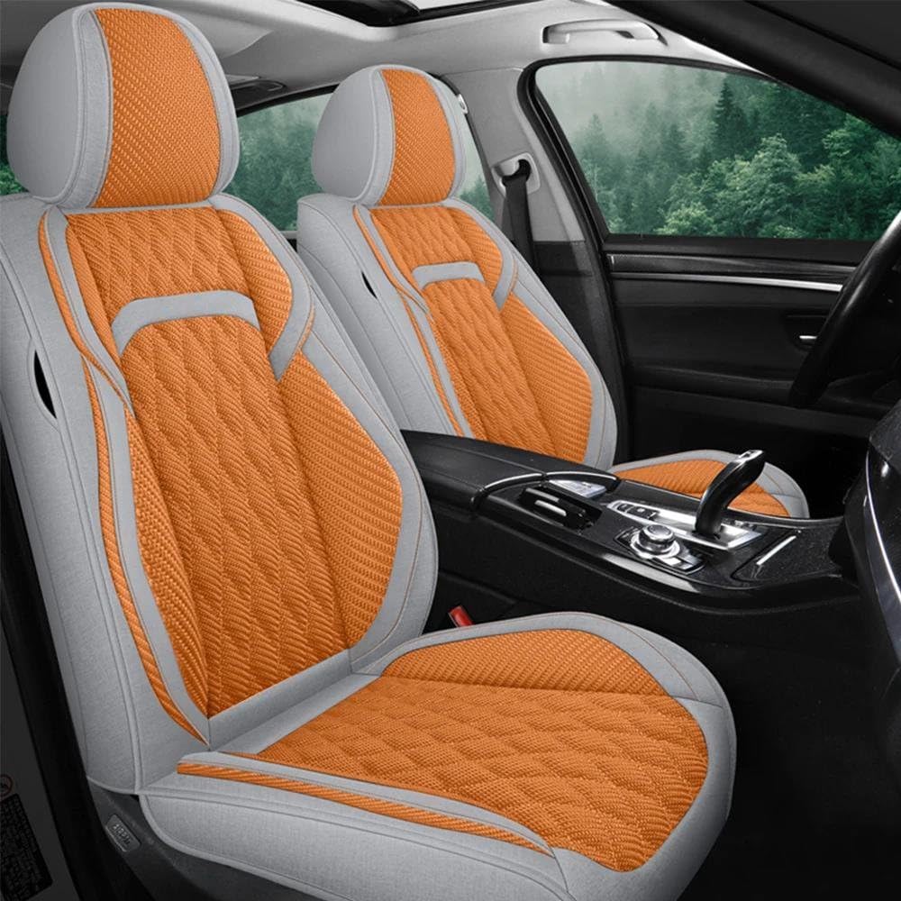 DZSFSTRHRRT AutositzbezüGe Set Flachs Vorne Hinten Autositzbezug Für Solaris Für Hyundai Für Tucson Für Accent Für Kona Für Getz Für Ix35 Auto-SchonbezüGe(Grey Orange) von DZSFSTRHRRT