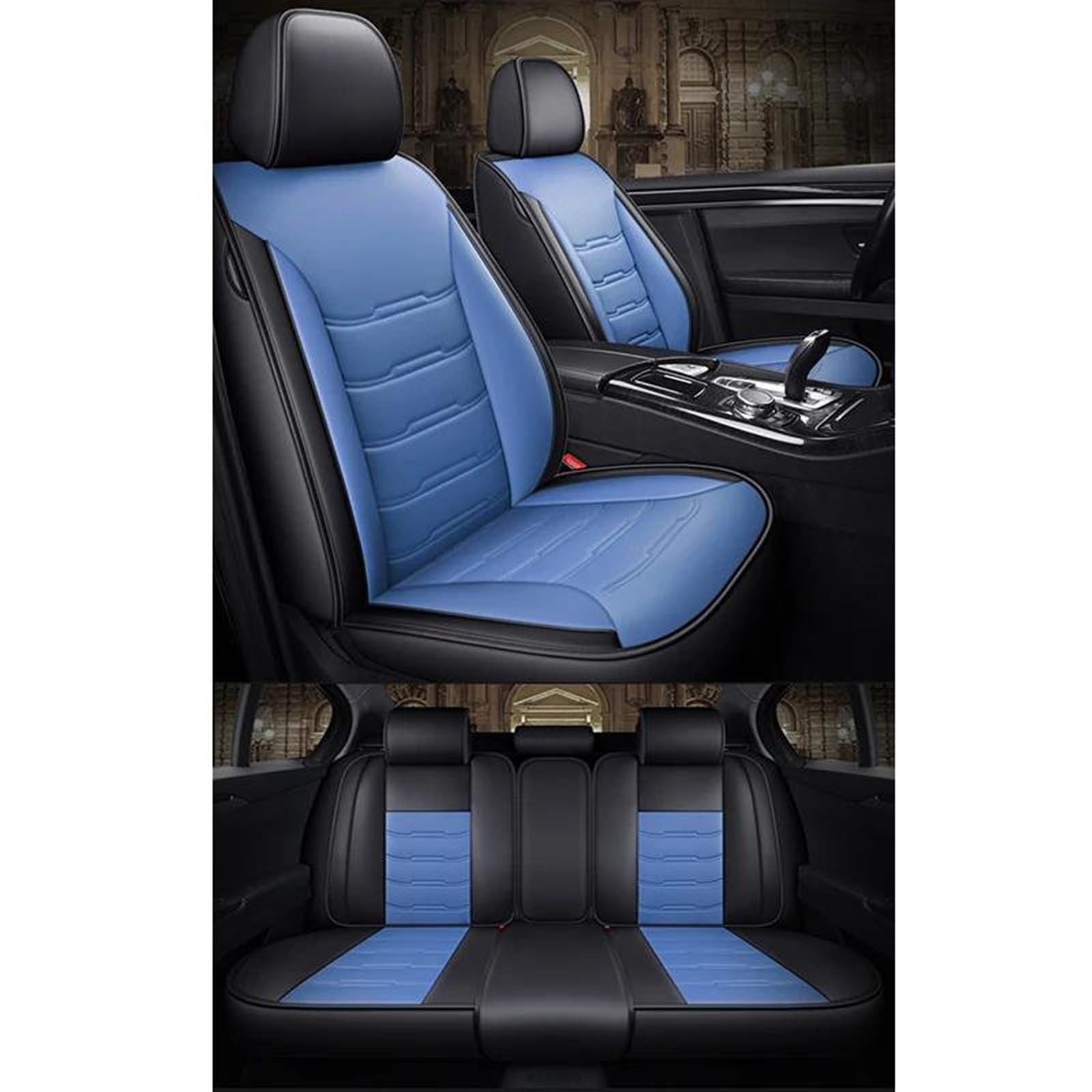 DZSFSTRHRRT AutositzbezüGe Set Universal 5 Sitz Auto Sitzbezug Für 7 Serie Für E38 E65 F01 F02 F03 F04 G11G12 Auto Innen Details Auto-SchonbezüGe(Schwarz Blau) von DZSFSTRHRRT