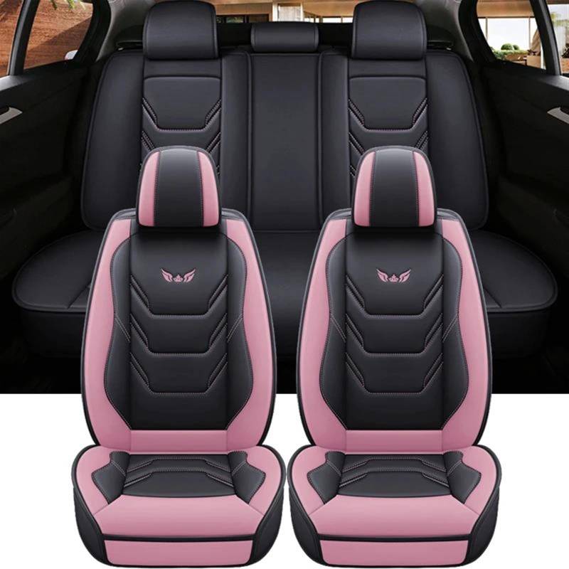 DZSFSTRHRRT AutositzbezüGe Set Universal Auto Sitzbezüge Kissen Für E60 F30 E46 E36 Für A4 B8 Für Golf 7 Innenräume Vollen Satz Auto Schutz Auto-SchonbezüGe(Pink) von DZSFSTRHRRT