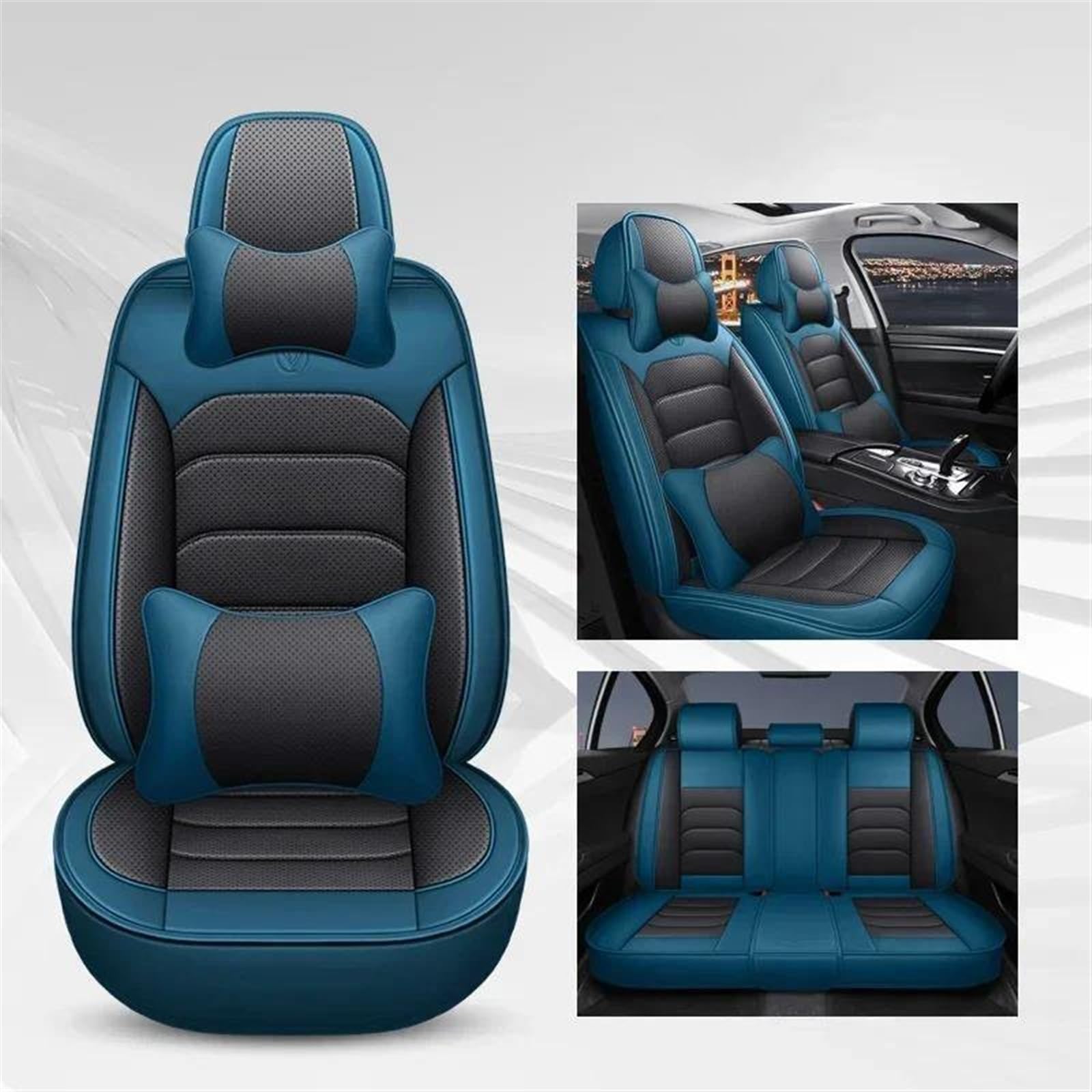 DZSFSTRHRRT AutositzbezüGe Set Universal Auto Sitzbezug Für Ford Für Fiesta Für Fusion Für Mondeo Für Taurus Für Mustang Für Territory Für Kuga Auto-SchonbezüGe(Blue Black A) von DZSFSTRHRRT