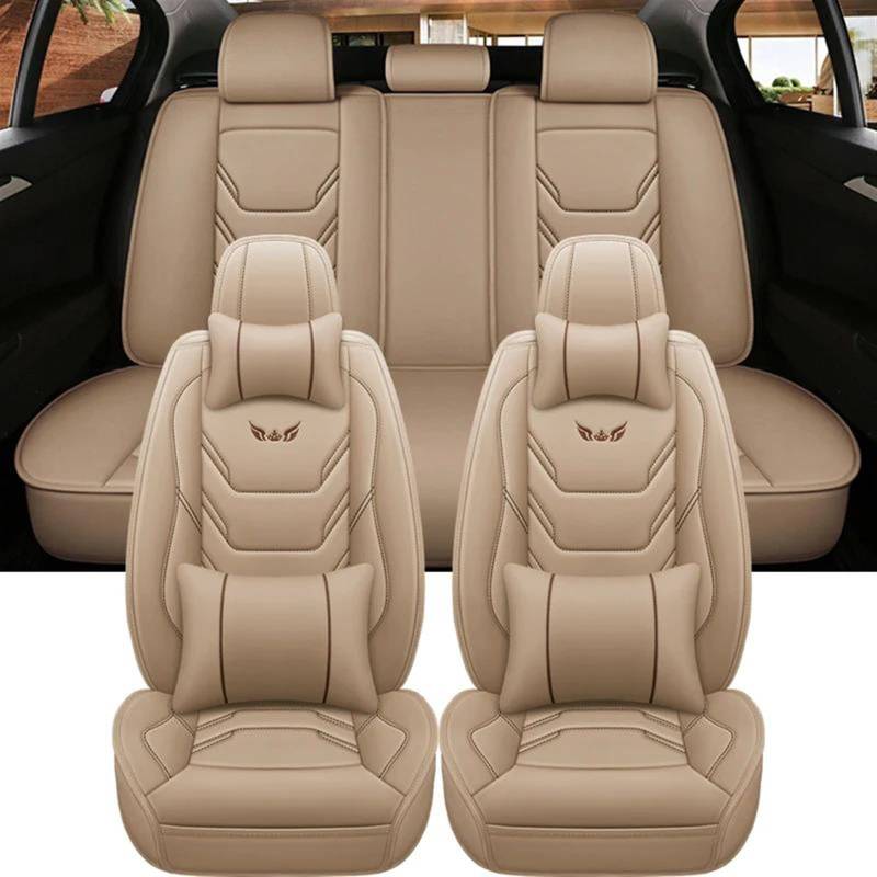 DZSFSTRHRRT AutositzbezüGe Set Universal Auto Sitzbezug Für X-Trail Für T31 T30 Für Citroen Für C4 Für F07 F34 Für Q2 Innenräume Auto Protector Auto-SchonbezüGe(Beige A) von DZSFSTRHRRT