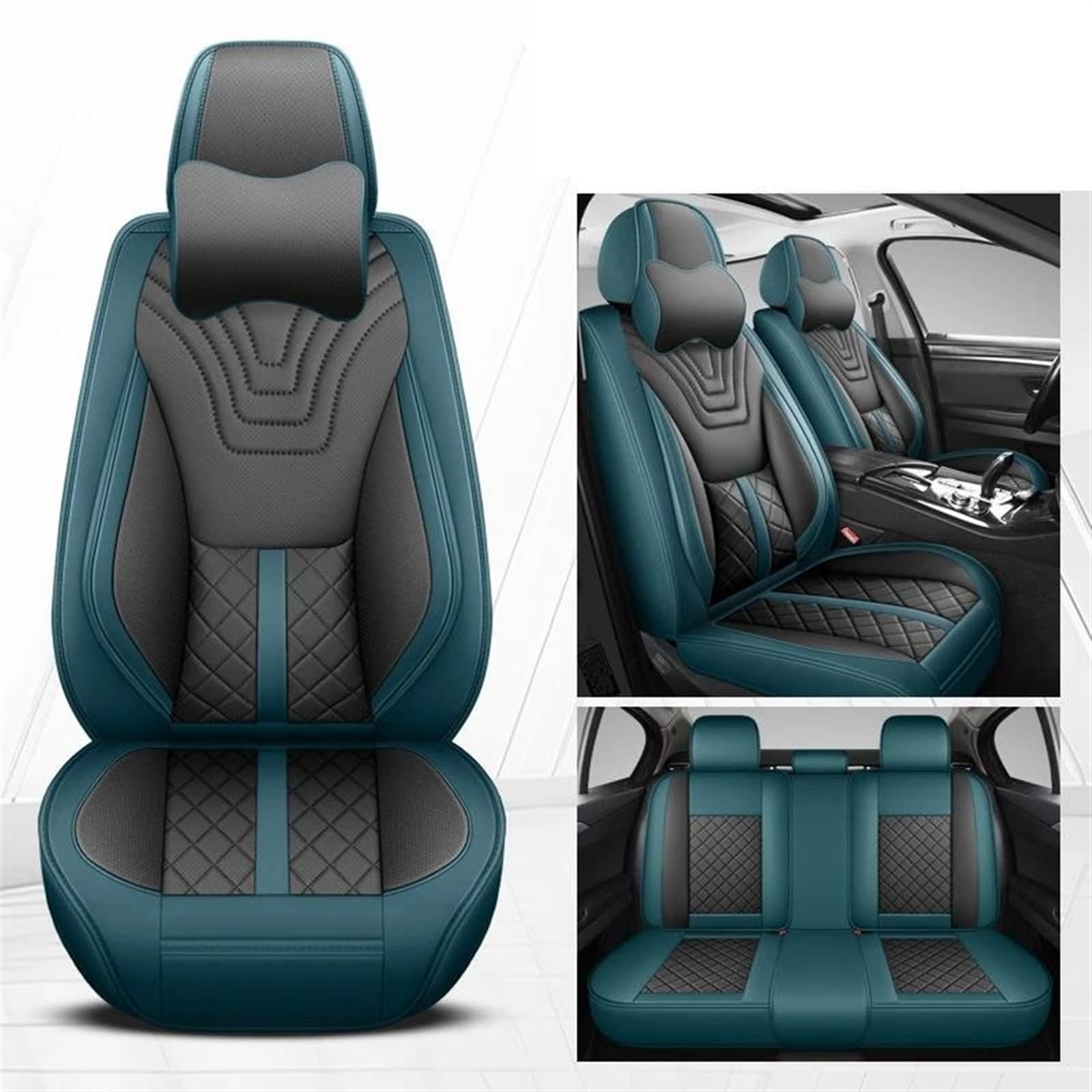 DZSFSTRHRRT AutositzbezüGe Set Vorne + Hinten Full Set Auto Sitzbezug Für Opel Für Antara Für Astra Für Corsa Für Corsa Für Insignia Für Meriva Auto-SchonbezüGe(Blue Black A) von DZSFSTRHRRT