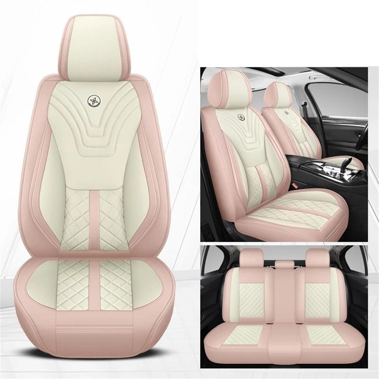 DZSFSTRHRRT AutositzbezüGe Set Vorne + Hinten Full Set Auto Sitzbezug Für Opel Für Antara Für Astra Für Corsa Für Corsa Für Insignia Für Meriva Auto-SchonbezüGe(Pink White) von DZSFSTRHRRT