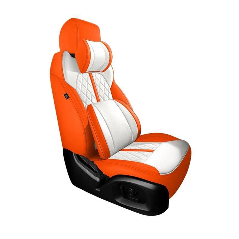 DZSFSTRHRRT Sitzbezüge Auto Auto Sitz Abdeckung Für Volvo V40 2013 2014 2015 2016 2017 2018 2019 Zubehör Innen Komplette Set Autos Custom Leder Autositzbezüge(Orange+Cushion) von DZSFSTRHRRT