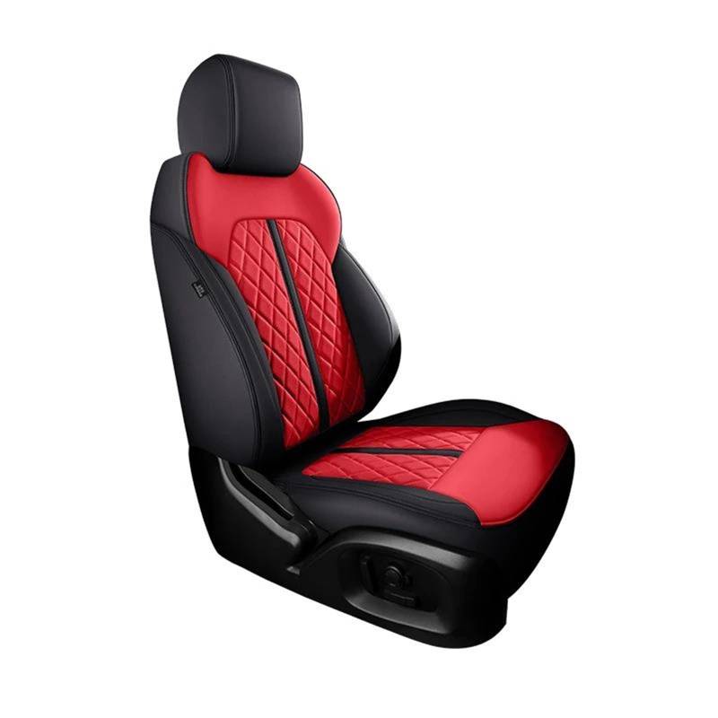 DZSFSTRHRRT Sitzbezüge Auto Auto Sitz Abdeckung Für Volvo V40 2013 2014 2015 2016 2017 2018 2019 Zubehör Innen Komplette Set Autos Custom Leder Autositzbezüge(Schwarz Rot) von DZSFSTRHRRT