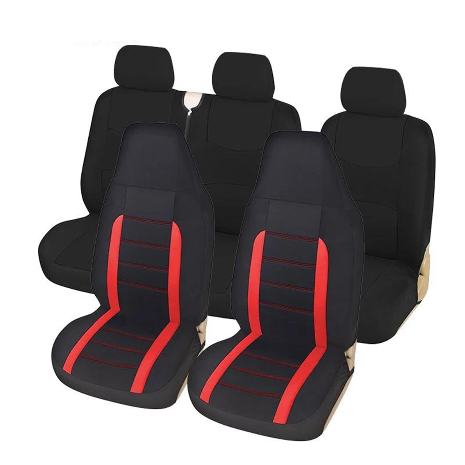 DZSFSTRHRRT Sitzbezüge Auto Autositzbezüge Schalensitzbezug Sitzschoner für 5er Autositzbezüge Autositzkissen Autositzbezüge(Red Full Set) von DZSFSTRHRRT