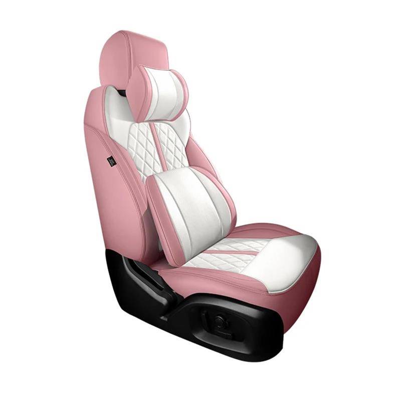 DZSFSTRHRRT Sitzbezüge Auto Autositzbezug für FIAT 500 2011 2012 Zubehör Interieur Komplettset Autos Custom Leder Autositzbezüge(Pink+Cushion) von DZSFSTRHRRT