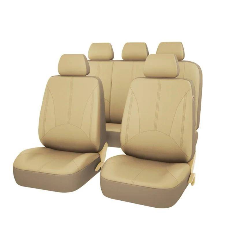 DZSFSTRHRRT Sitzbezüge Auto Autositzbezug für Kia für Sportage für Ceed für Stonic für Stinger Full Surround Auto-Zubehör Autositzbezüge(5pcs-beige) von DZSFSTRHRRT