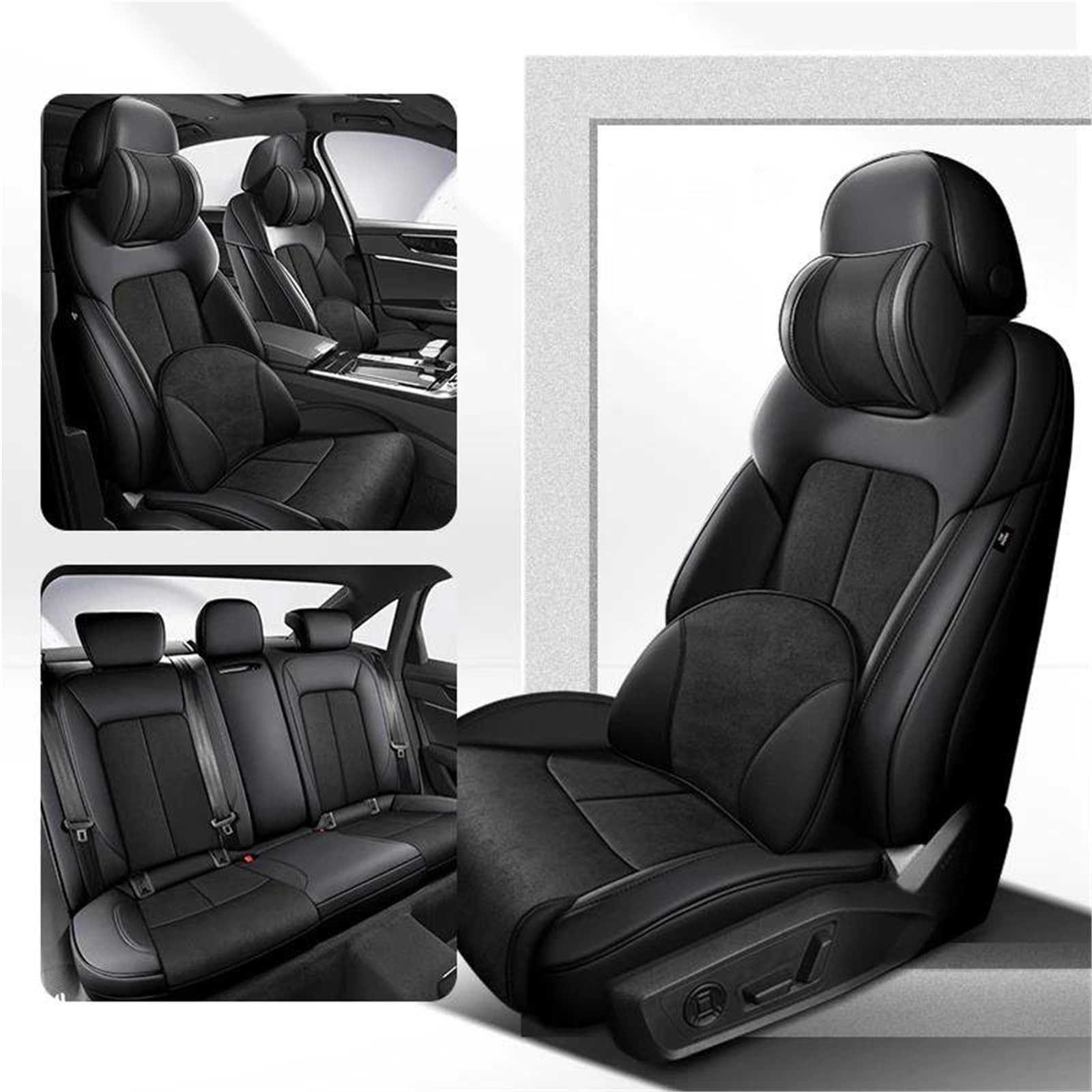 DZSFSTRHRRT Sitzbezüge Auto Benutzerdefinierte Autositzbezug für Jeep für Renegade für Patriot für Renegade für Wrangler für Cherokee 360 ​​° Surround + Leder Autositzbezüge(Black+Cushion) von DZSFSTRHRRT