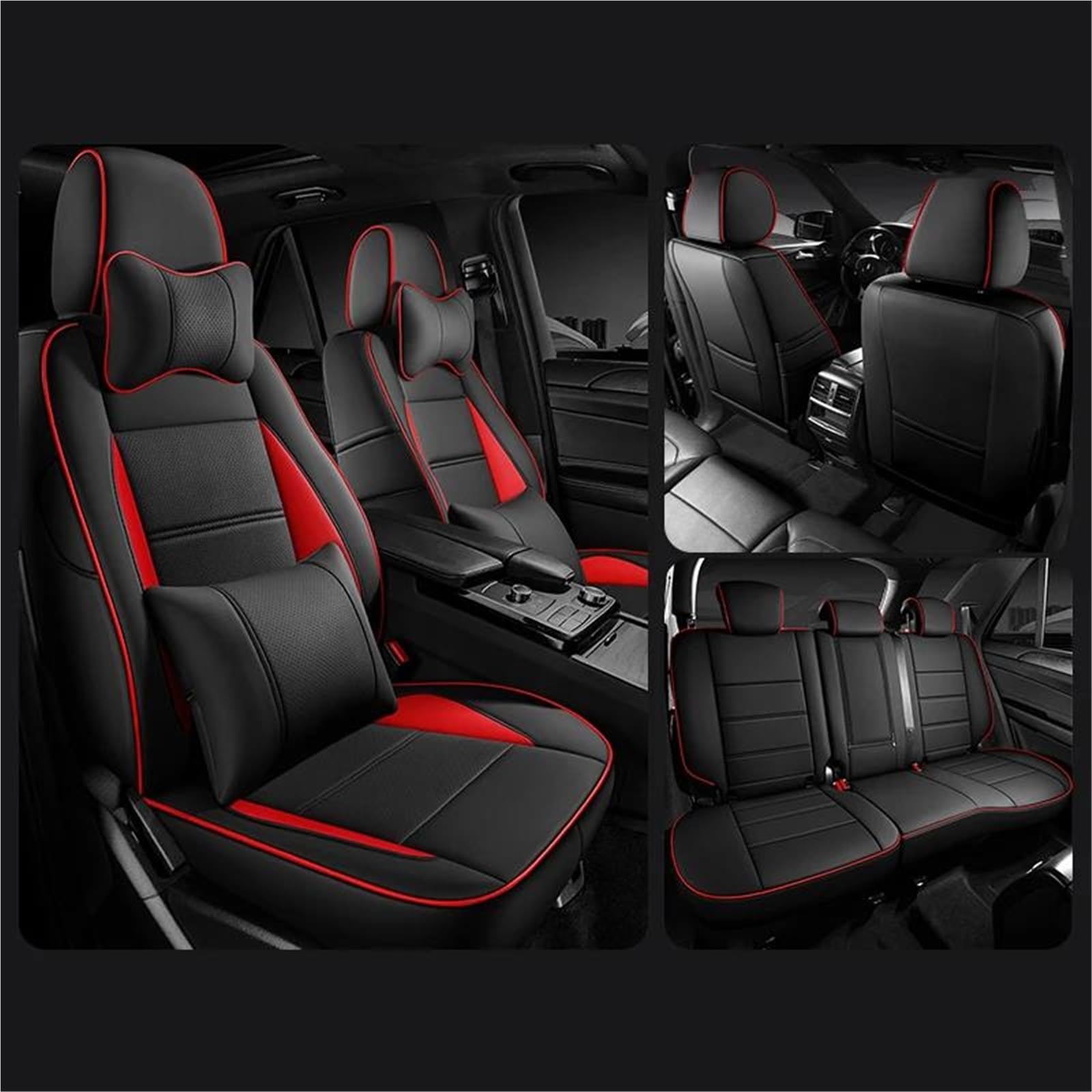 DZSFSTRHRRT Sitzbezüge Auto Benutzerdefinierte Leder Auto Sitzbezug für Mazda für cx5 2015 2016 2017 Automobile Auto Zubehör Innenräume Teile voller Satz Autositzbezüge(Black Red 9 PCS) von DZSFSTRHRRT