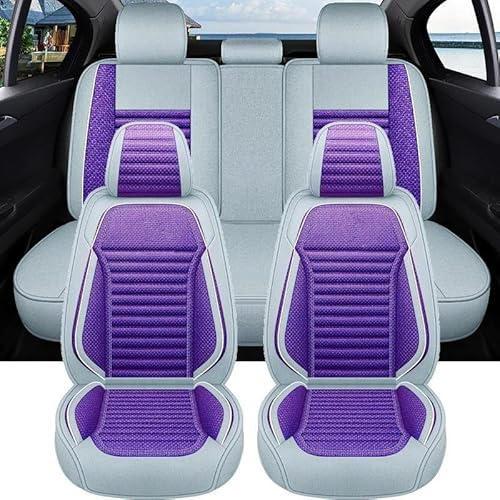 DZSFSTRHRRT Sitzbezüge Auto Flachs Autositzbezug Komplettset für F10 G30 Zubehör Innenraum Autositzbezüge Autositzkissen Autositzbezüge(Purple 5PCS) von DZSFSTRHRRT