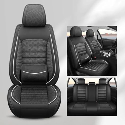 DZSFSTRHRRT Sitzbezüge Auto Für Chevy Für Captiva Leder Mit Flachs Material Four Seasons Autositzbezüge Autositzbezüge Autositzkissen Autositzbezüge(Black 5 PCS) von DZSFSTRHRRT