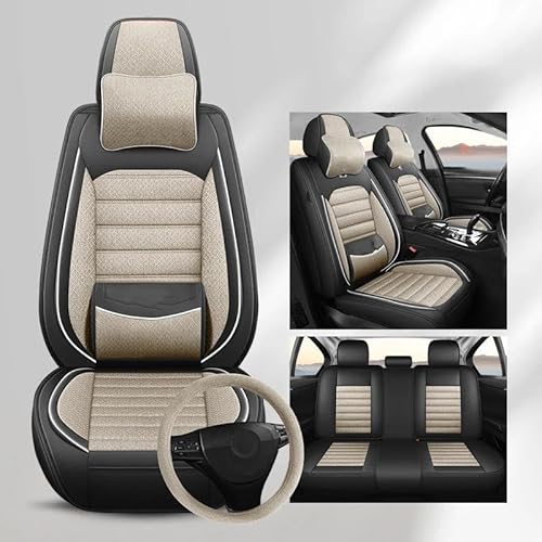 DZSFSTRHRRT Sitzbezüge Auto Für Chevy Für Captiva Leder Mit Flachs Material Four Seasons Autositzbezüge Autositzbezüge Autositzkissen Autositzbezüge(White 7 PCS) von DZSFSTRHRRT