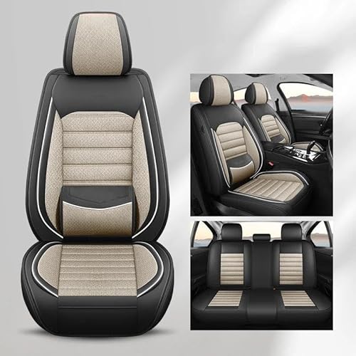 DZSFSTRHRRT Sitzbezüge Auto Für Chevy Für Captiva Leder Mit Flachs Material Four Seasons Autositzbezüge Autositzbezüge Autositzkissen Autositzbezüge(White 9 PCS) von DZSFSTRHRRT