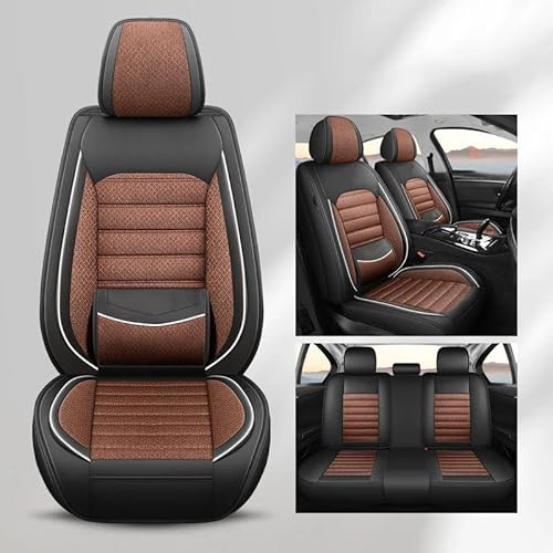 DZSFSTRHRRT Sitzbezüge Auto Für Mercedes Für W176 Leder Mit Flachs Material Vier Jahreszeiten Autositzbezüge Autositzbezüge Autositzkissen Autositzbezüge(Brown 5 PCS) von DZSFSTRHRRT