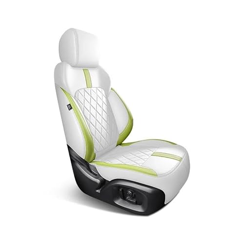 DZSFSTRHRRT Sitzbezüge Auto Komplettes Set Custom Leder Autositzbezüge für A3 2014 2015 2016 2017 2018 2019 Auto Zubehör Innen Ersatzteile Autositzbezüge(White Green) von DZSFSTRHRRT