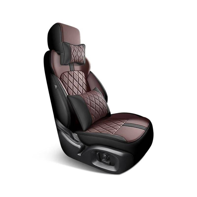 DZSFSTRHRRT Sitzbezüge Auto Komplettes Set Custom Leder Autositzbezüge für A5 2009 2010 2011 2012 2013 Auto Zubehör Innen Ersatzteile Autositzbezüge(BK BN+Pillow) von DZSFSTRHRRT