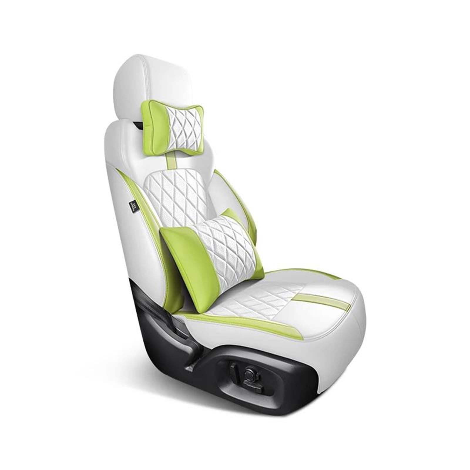 DZSFSTRHRRT Sitzbezüge Auto Komplettes Set Custom Leder Autositzbezüge für A5 2009 2010 2011 2012 2013 Auto Zubehör Innen Ersatzteile Autositzbezüge(WH GN+Pillow) von DZSFSTRHRRT