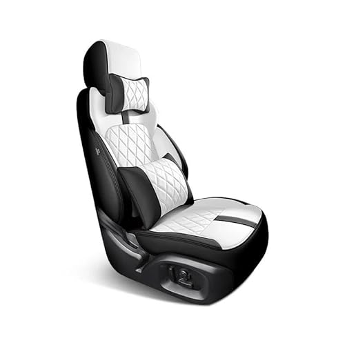 DZSFSTRHRRT Sitzbezüge Auto Komplettes Set Custom Leder Autositzbezüge für A7 2014 2015 2016 2017 2018 Auto Zubehör Innen Ersatzteile Autositzbezüge(Bk White+Pillow) von DZSFSTRHRRT