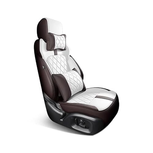 DZSFSTRHRRT Sitzbezüge Auto Komplettes Set Custom Leder Autositzbezüge für Chevy für Cruze 2009 2010 2011 Auto Zubehör Innen Ersatzteile Autositzbezüge(WH BN+Pillow) von DZSFSTRHRRT