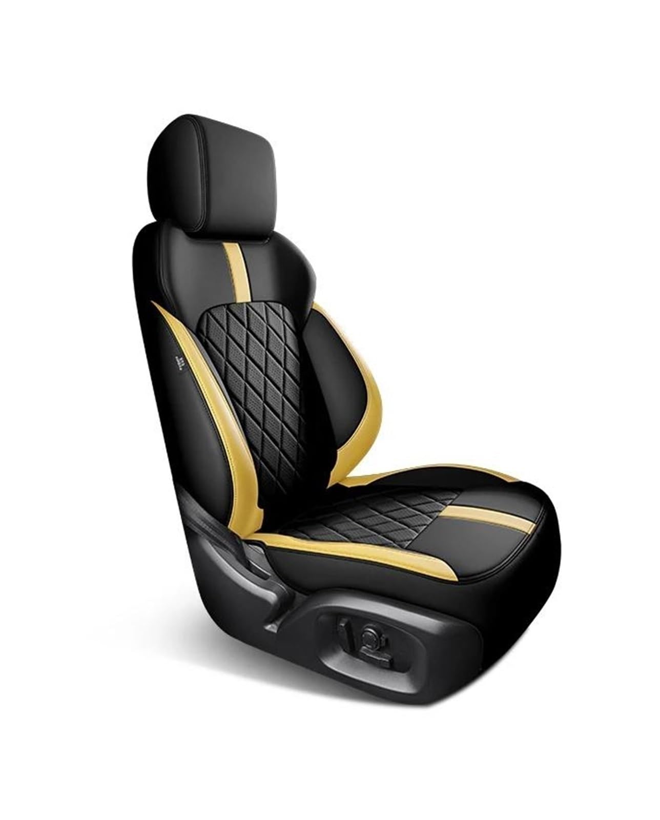 DZSFSTRHRRT Sitzbezüge Auto Komplettes Set Custom Leder Autositzbezüge für Pajero 2008 2009 2010 2011 2012 2013 Auto Zubehör Innen Ersatzteile Autositzbezüge(Black Yellow) von DZSFSTRHRRT