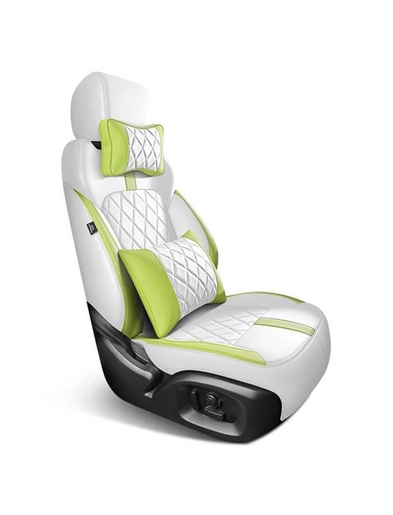 DZSFSTRHRRT Sitzbezüge Auto Komplettes Set Custom Leder Autositzbezüge für Volvo XC60 2011 2012 2013 2014 2015 Auto Zubehör Innen Ersatzteile Autositzbezüge(WH Green+Pillow) von DZSFSTRHRRT